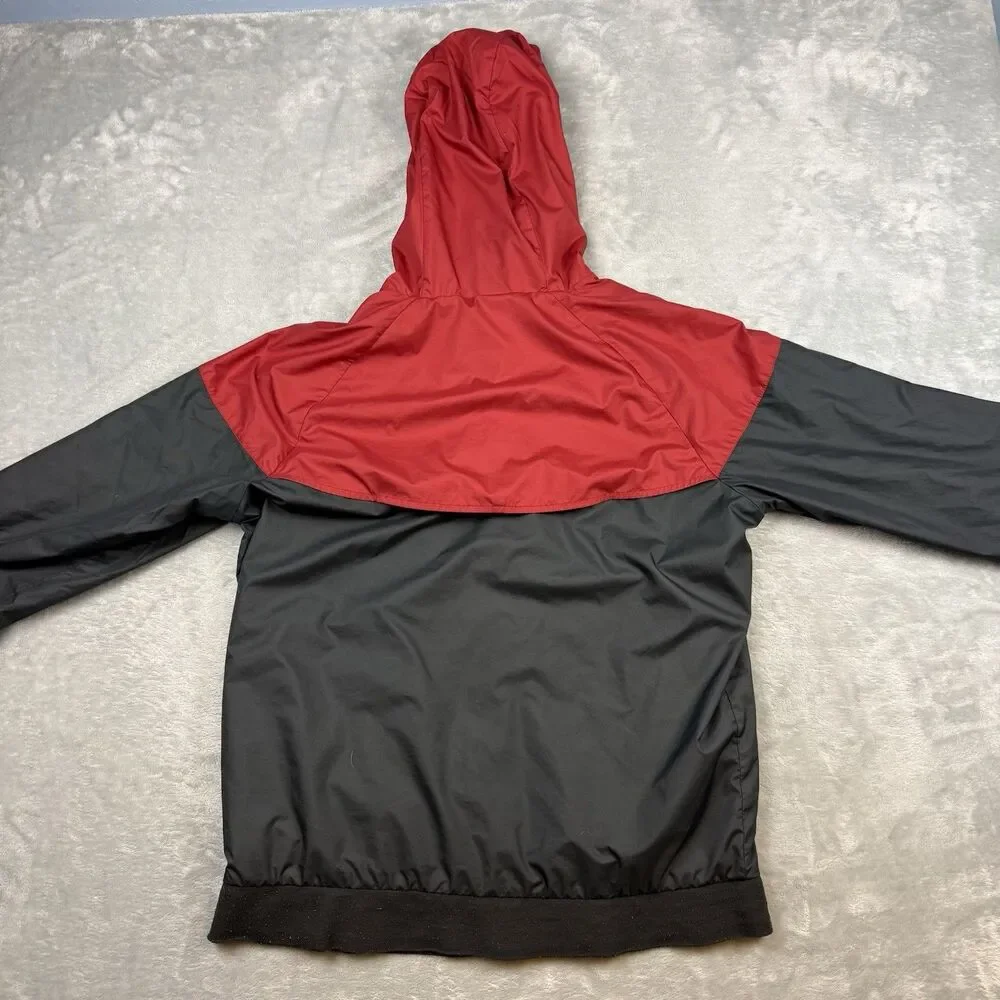 Nike Windrunner Hooded Windbreaker Jacket Red Black Big Logo Mens M